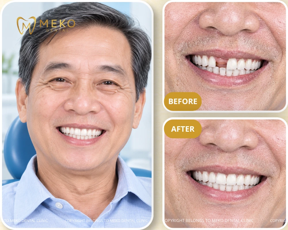 front tooth implant before and after
