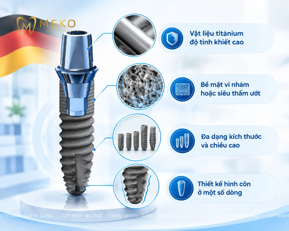 cấu tạo trụ răng implant đức